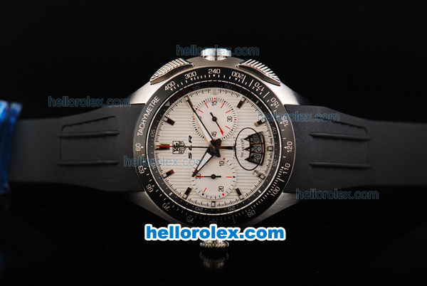 Tag Heuer Mercedes-Benz SLR Calibre 17 Swiss Valjoux 7750 Automatic Movement Black Bezel with White Dial and Silver Stick Markers - Click Image to Close